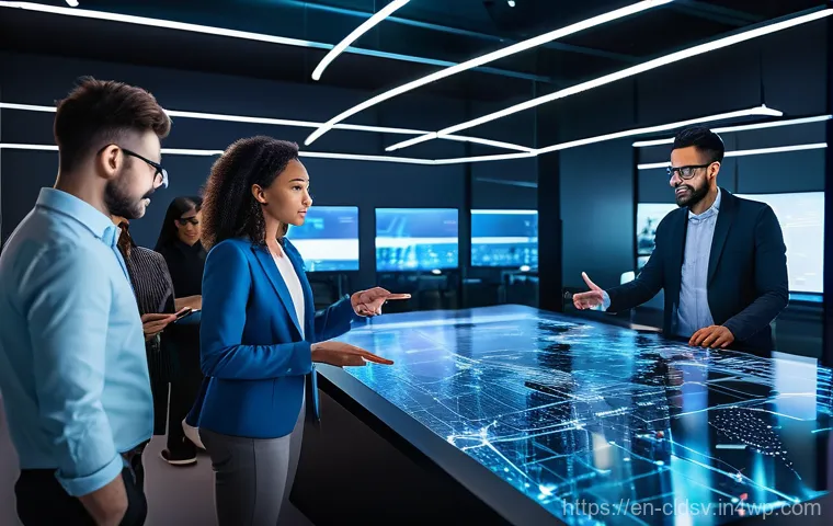 클라우드 네이티브 개발의 생명주기 관리 - **Cloud-Native Strategy Blueprint:** A vibrant, futuristic image showcasing a diverse team of profes...