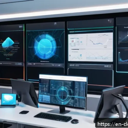 Home 30 클라우드 네이티브 애플리케이션 성능 최적화 - A futuristic cloud native application control room, featuring large transparent digital screens disp...