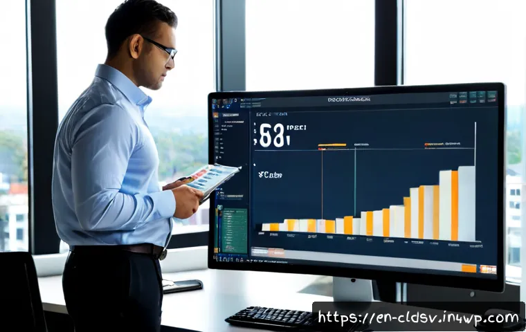 클라우드 네이티브 환경에서의 비용 최적화 방법 - Photorealistic modern cloud operations workspace, a finance analyst and cloud engineer reviewing cos...